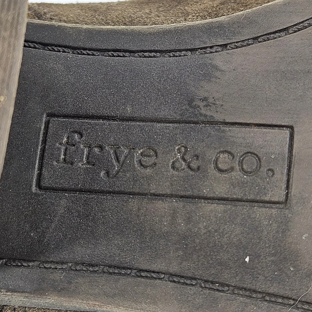FRYE & CO Rustic Minimalist Suede Ankle Boots Block Heel Side Zip Sz 8.5M Brown‎